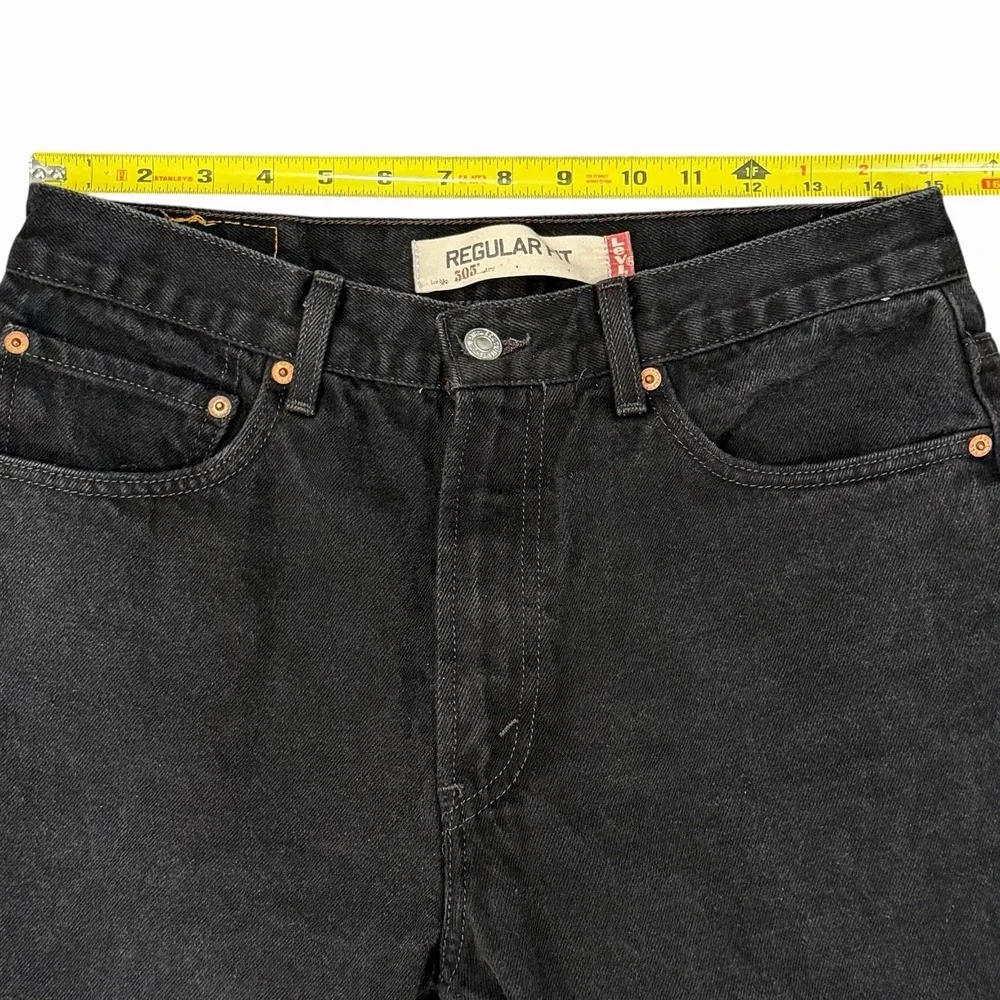 Levi's 505 Jeans 30x30 Black Regular Fit Straight Leg Denim Dark Wash Zip Fly
